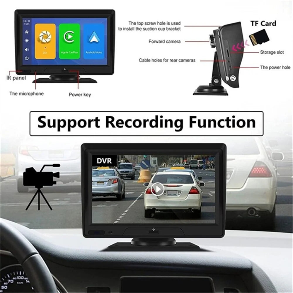 P702D 7'' Touch Screen Wireless Car Player Dual Camera Driving Recorder Multimedia Player with FM Transmitter - 2
