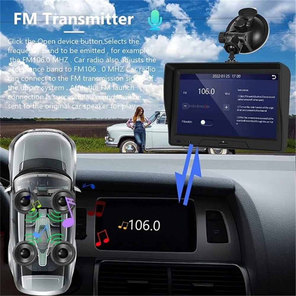 P702D 7'' Touch Screen Wireless Car Player Dual Camera Driving Recorder Multimedia Player with FM Transmitter - 3
