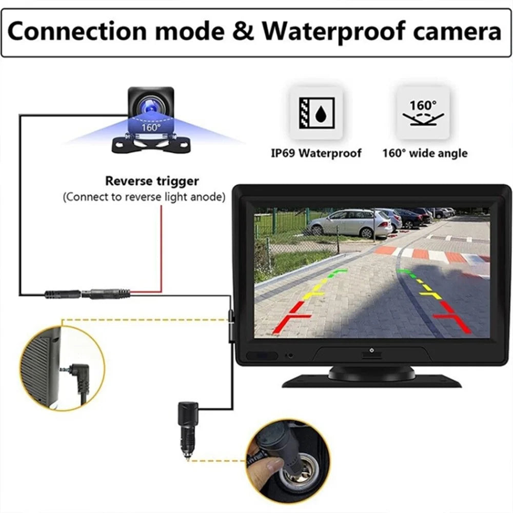 P702D 7'' Touch Screen Wireless Car Player Dual Camera Driving Recorder Multimedia Player with FM Transmitter - 7