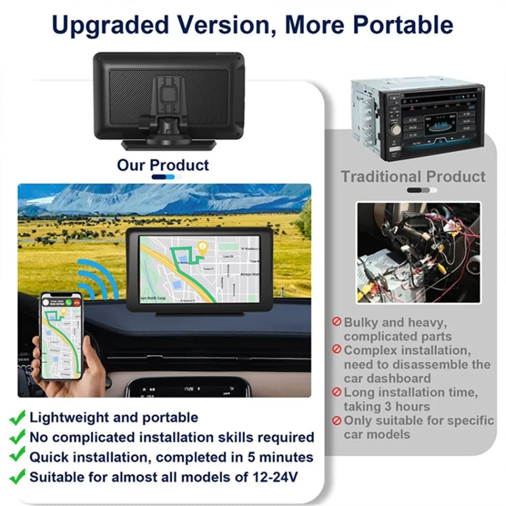 P701S Touchscreen Portable Car Radio Receiver 7'' Wireless Car Player Reverse Camera Recorder - 5