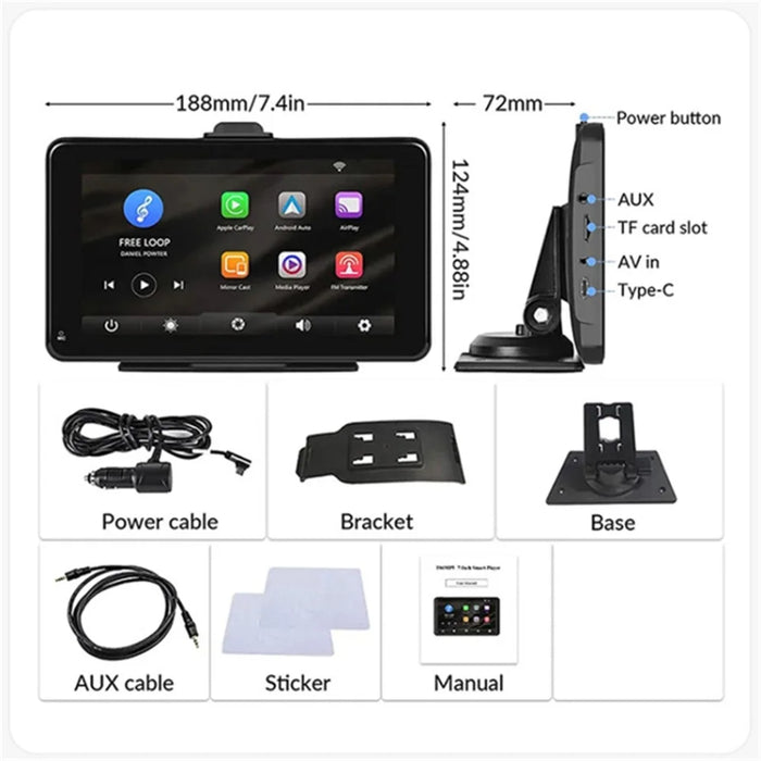 P703S 7'' Wireless Car Player Driving Recorder GPS Navigation Multimedia Player Car Stereo - 7