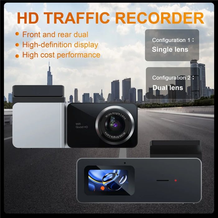 U06 Dual Lens Car Dashcam 2K Dash Cam Video Recorder with 1.47-Inch Screen - 3