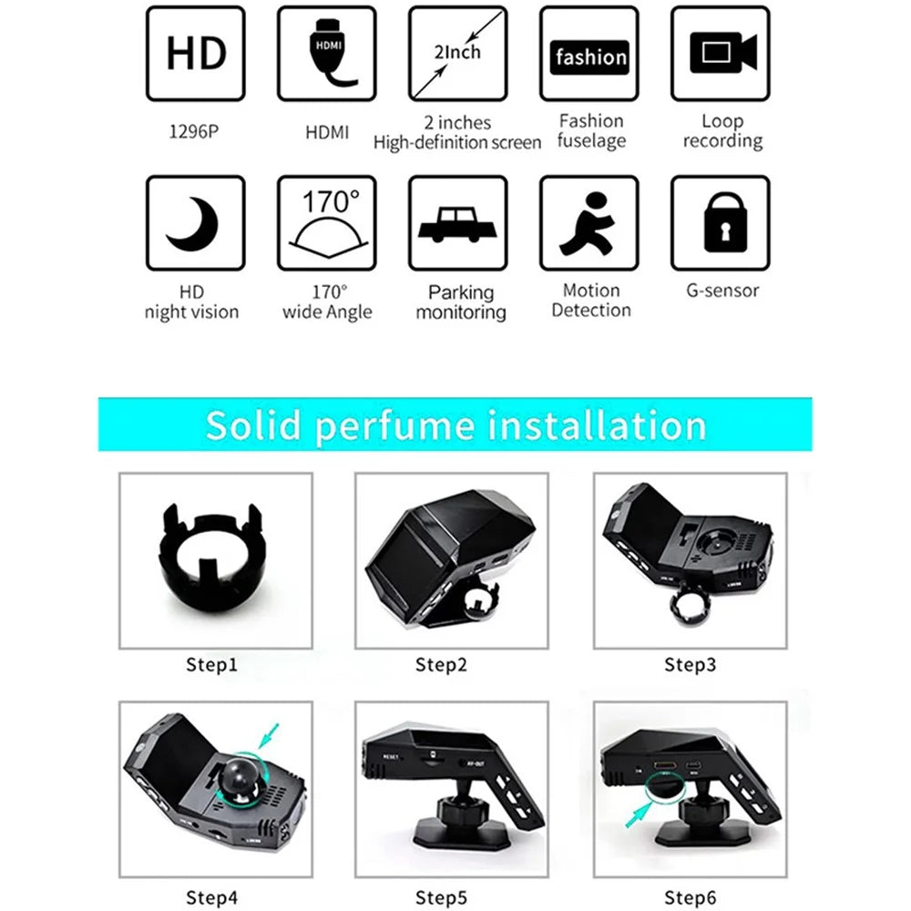 X4 Car Center Control Camera Aromatherapy Diffuser Dashcam Support 32G TF Card Storage - 5
