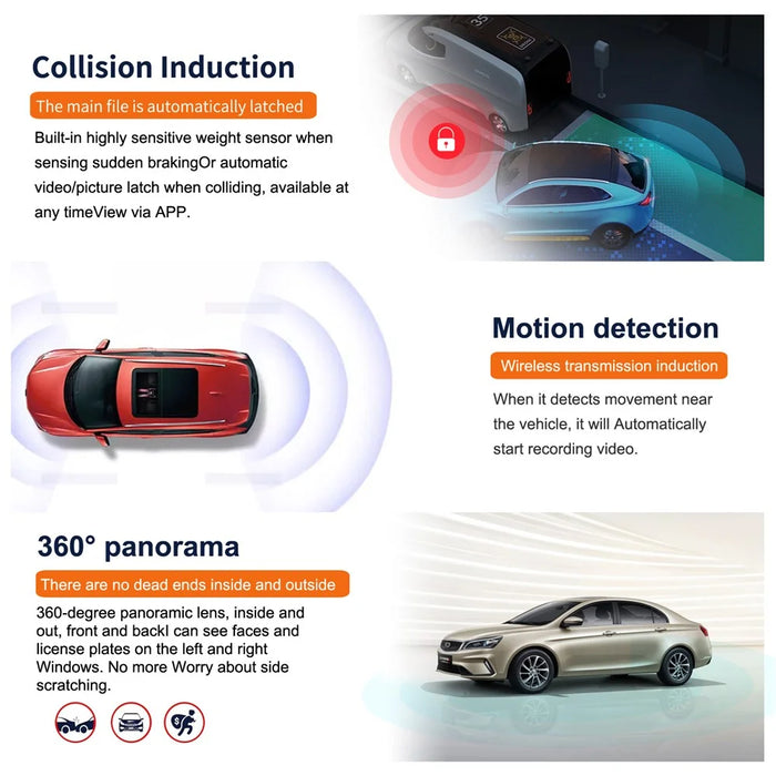 X12 Magnetic Mount Car Dash Camera 1080P+720P+720P 3-Shots Car Recorder - 3