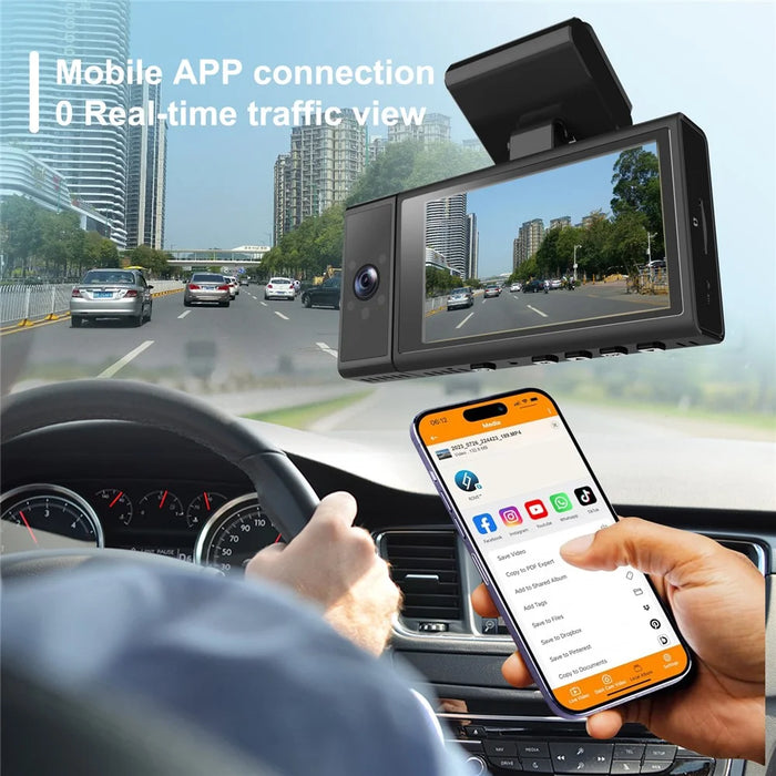 X12 Magnetic Mount Car Dash Camera 1080P+720P+720P 3-Shots Car Recorder - 4
