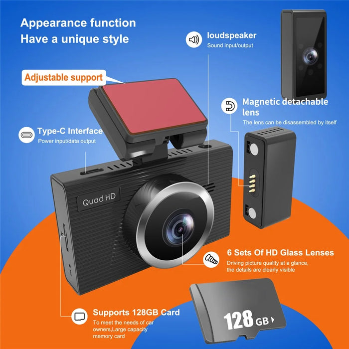 X12 Magnetic Mount Car Dash Camera 1080P+720P+720P 3-Shots Car Recorder - 5