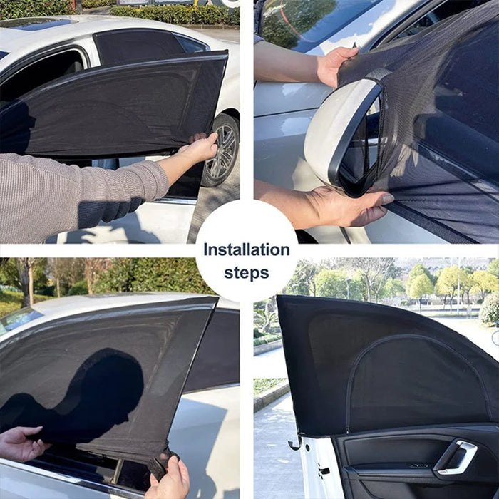 2Pcs / Set Anti-mosquito Car Window Mesh Curtain Sun Shade Breathable Window Curtain with Zipper Opening - Front Window(Left+Right) - 5