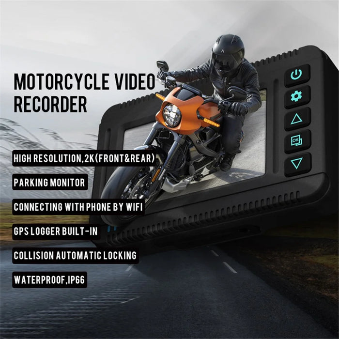 S30 Motorcycle Dash Cam Sport Driving Recorder Dash Cam Dual 2K Motorbike Camera Loop Recording - 5