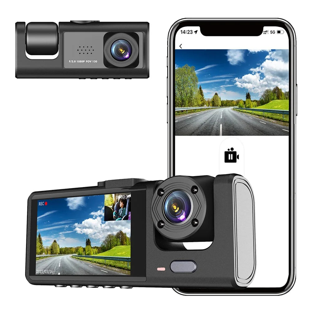 Y16 Car DVR Dash Cam 1080P HD Parking Monitoring 3 Cameras Vehicle Driving Recorder - 1