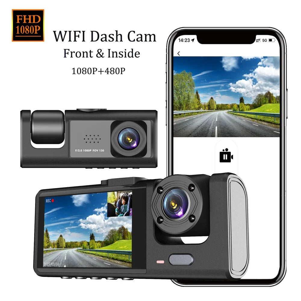 Y16 Car DVR Dash Cam 1080P HD Parking Monitoring 3 Cameras Vehicle Driving Recorder - 2