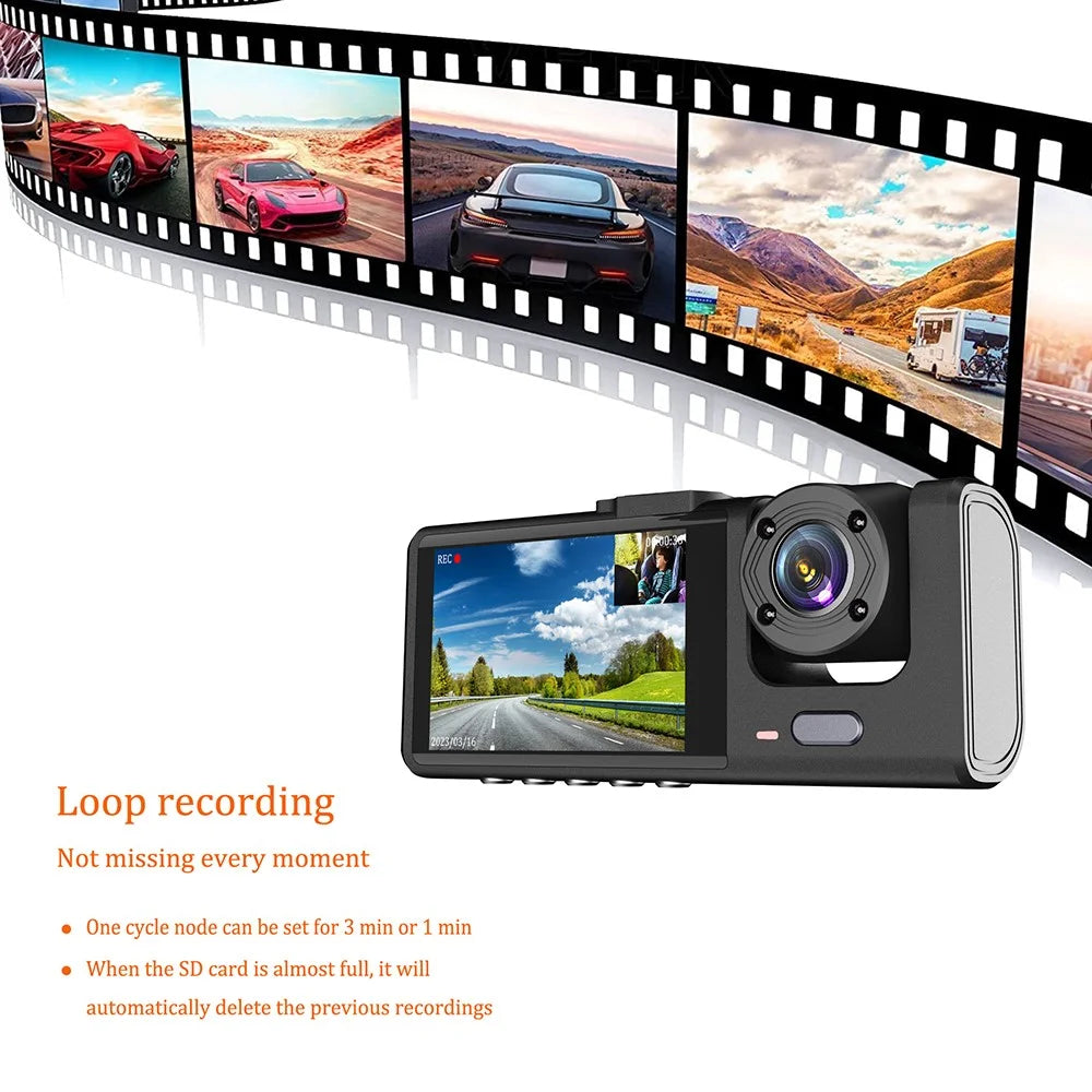 Y16 Car DVR Dash Cam 1080P HD Parking Monitoring 3 Cameras Vehicle Driving Recorder - 3
