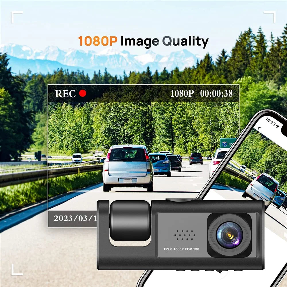 Y16 Car DVR Dash Cam 1080P HD Parking Monitoring 3 Cameras Vehicle Driving Recorder - 4
