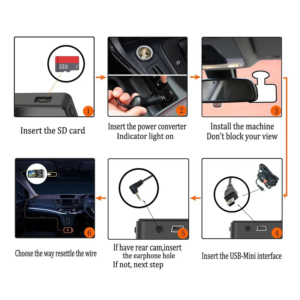 Y16 Car DVR Dash Cam 1080P HD Parking Monitoring 3 Cameras Vehicle Driving Recorder - 7