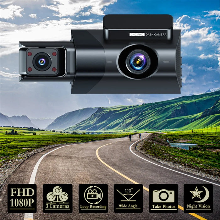 Y18 3 Channel Dash Cam 120 Degree Loop Recording Night Vision Car Driving Recorder - 2