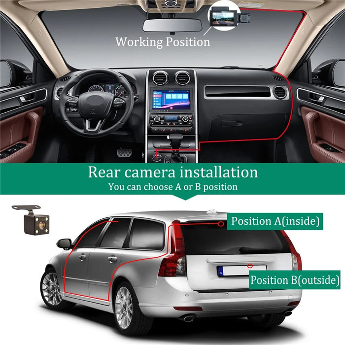 Y18 3 Channel Dash Cam 120 Degree Loop Recording Night Vision Car Driving Recorder - 3
