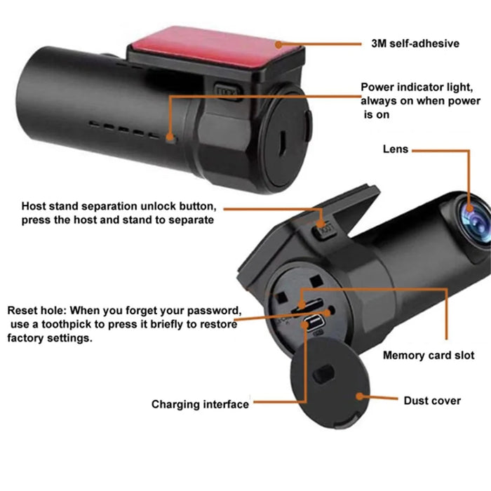 S600 1080P WiFi Dash Cam Car Camera Recorder with 170-degree Wide Angle, G-Sensor (Without Memory Card) - 7