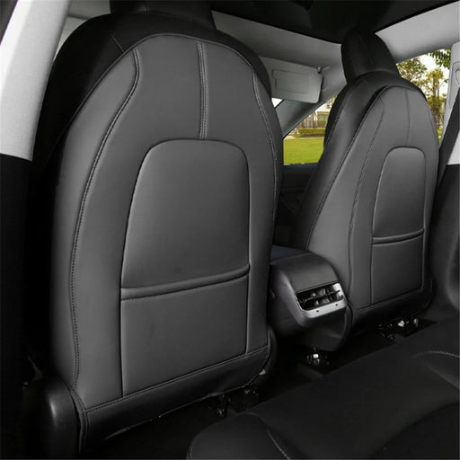 1 Pair Car Seat Cover Cushion Protection Mat Fit for Tesla Model 3/Y Anti-dust Premium Leather Car Seat Back Protector - Black - 1