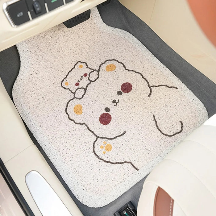 4Pcs / Set Vehicle Floor Protector Mats for Front and Rear Non-slip Wire Loop Car Interior Carpet - Two Bears - 4