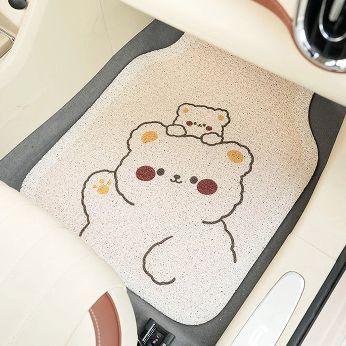4Pcs / Set Vehicle Floor Protector Mats for Front and Rear Non-slip Wire Loop Car Interior Carpet - Two Bears - 5