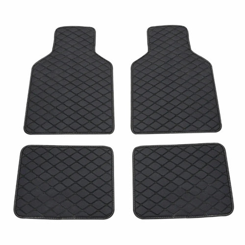 4Pcs / Set Car Front+Rear Floor Mat Anti-Slip Waterproof Leather Vehicle Interior Floor Mat - Black with Black Line - 1