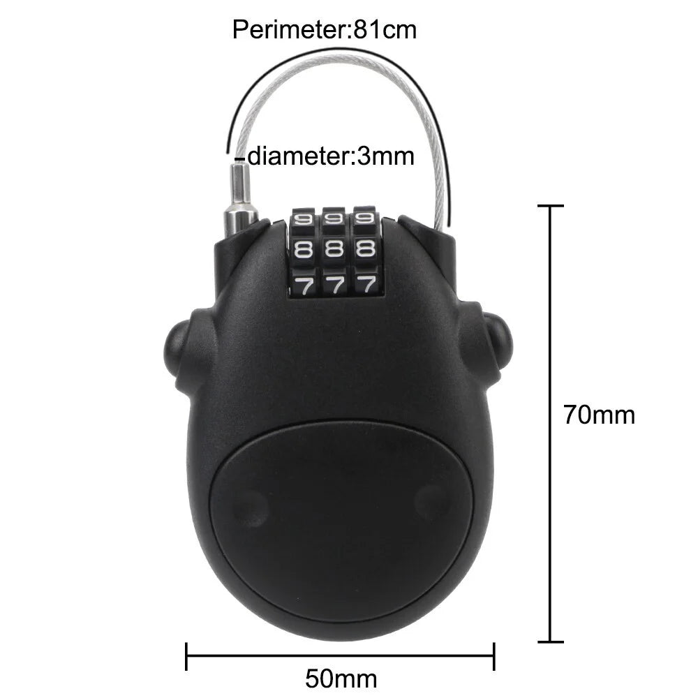 Motorcycle Helmet Code Lock Telescopic Steel Wire Luggage Suitcase Anti-theft Security Lock - Black - 5