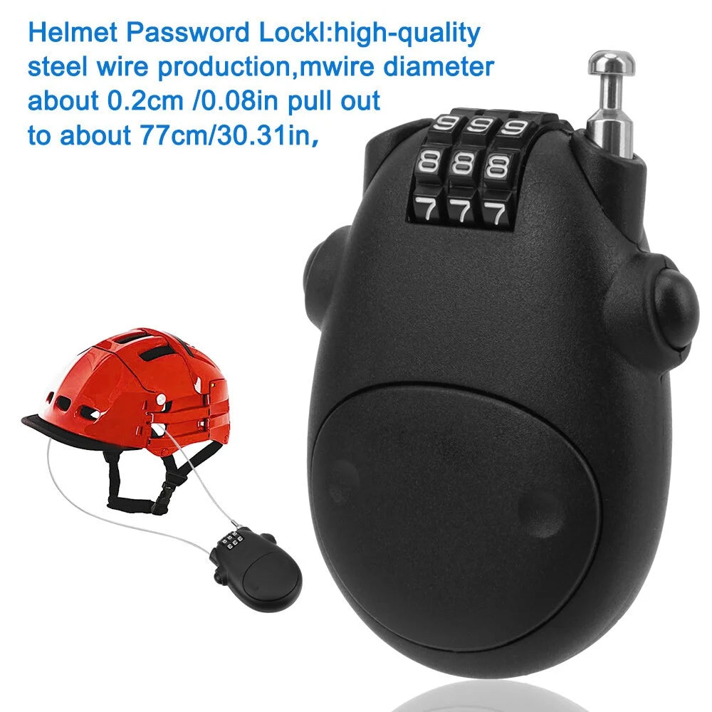 Motorcycle Helmet Code Lock Telescopic Steel Wire Luggage Suitcase Anti-theft Security Lock - Black - 7