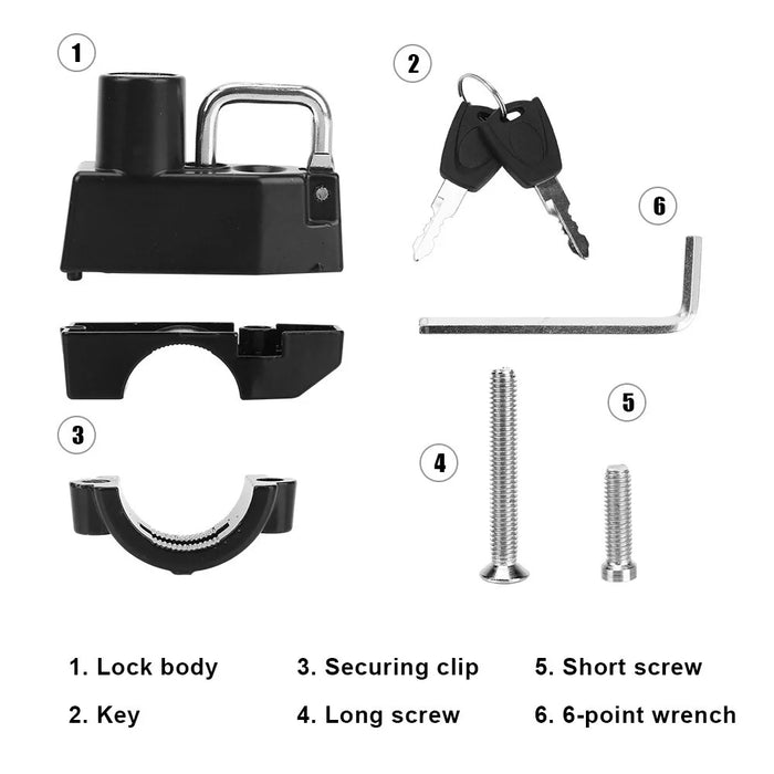 Motorcycle Handlebar Mount Lock Helmet Anti-theft Security Lock with 2 Keys - 5