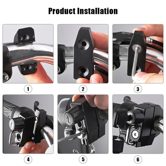 Motorcycle Handlebar Mount Lock Helmet Anti-theft Security Lock with 2 Keys - 6