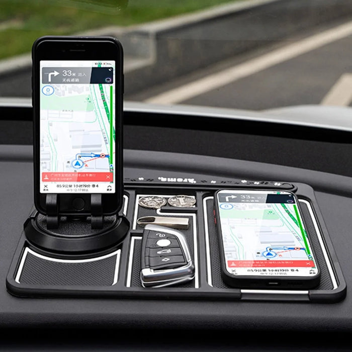 BAVISS B-28 4 in 1 Anti-Slip Dashboard Mat Phone Holder with Aromatherapy Slot/Car Temporary Parking Card Phone Number, Shake-proof Pad Phone Mount for Cars - White Luminous Color - 3