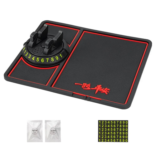 BAVISS B-58 Non-slip Phone Pad for Car, Car Dashboard Phone Mat with Number Plate and Aromatherapy Holes - Black - 1