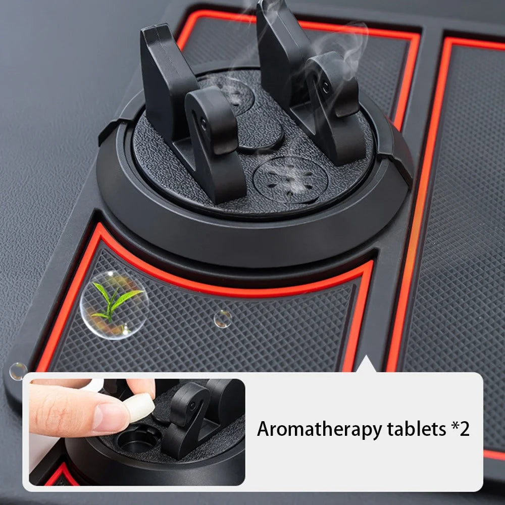 BAVISS B-58 Non-slip Phone Pad for Car, Car Dashboard Phone Mat with Number Plate and Aromatherapy Holes - Black - 4
