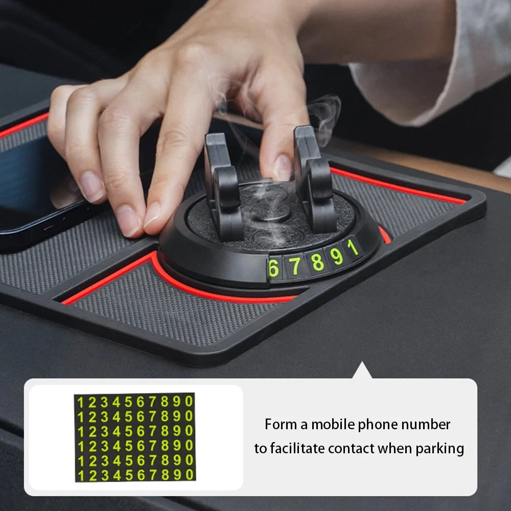 BAVISS B-58 Non-slip Phone Pad for Car, Car Dashboard Phone Mat with Number Plate and Aromatherapy Holes - Black - 5