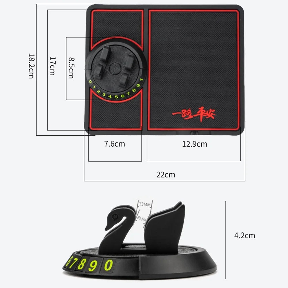 BAVISS B-58 Car Dashboard Sticky Pad 360 Degrees Rotation Mobile Phone Holder Mat - Black - 5
