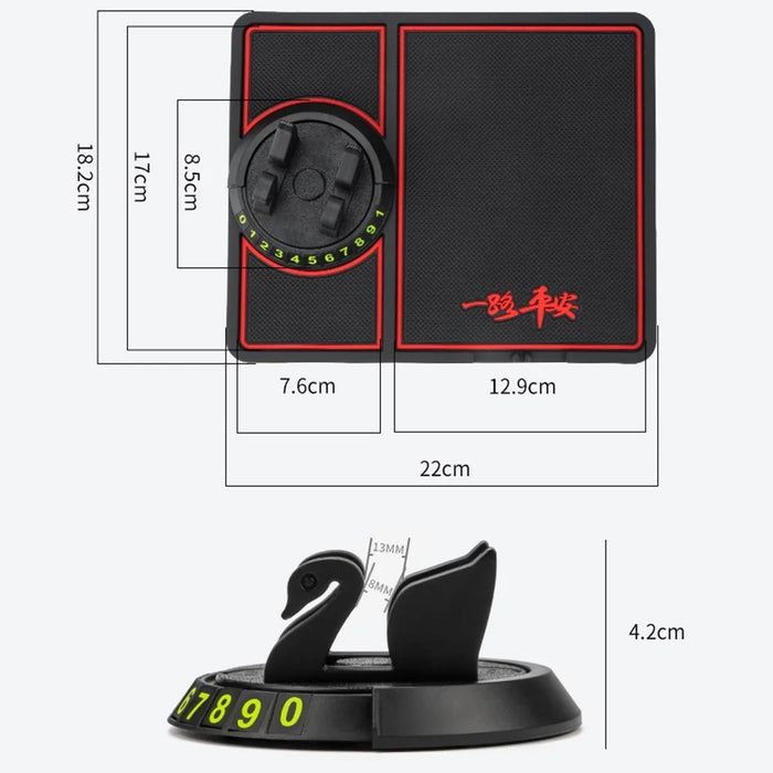 BAVISS B-58 Car Dashboard Sticky Pad 360 Degrees Rotation Mobile Phone Holder Mat - Black - 5