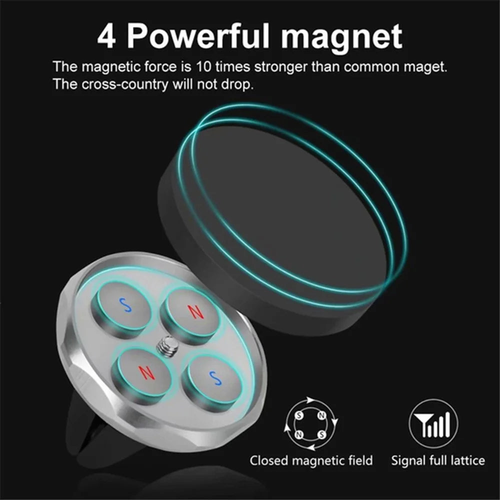 A7 Mobile Phone Holder Stand Car Air Vent Clip Mount Magnetic Absorption Bracket - Silver - 2