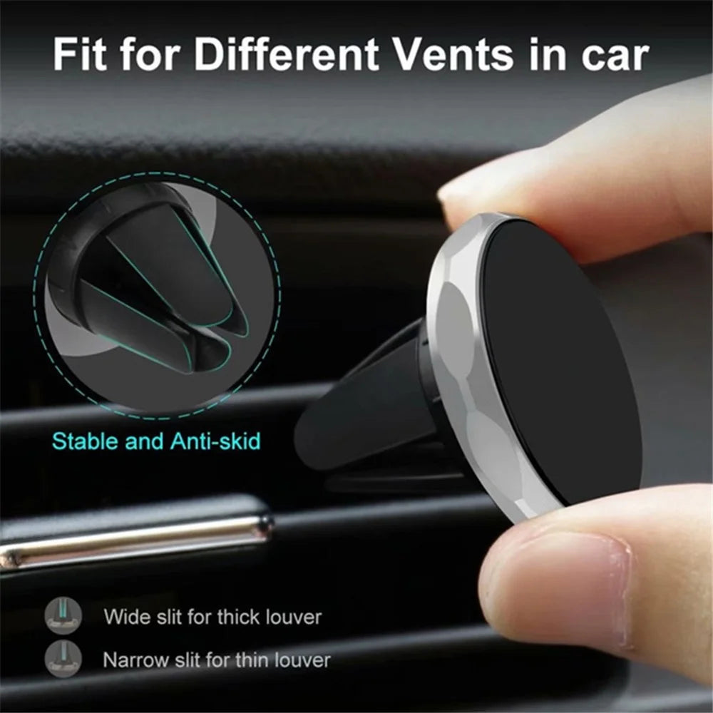 A7 Mobile Phone Holder Stand Car Air Vent Clip Mount Magnetic Absorption Bracket - Silver - 3