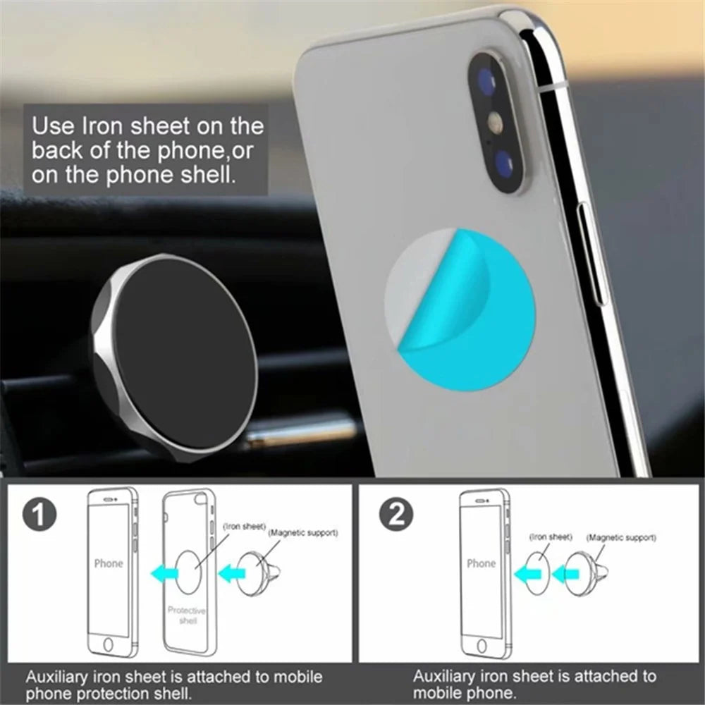 A7 Mobile Phone Holder Stand Car Air Vent Clip Mount Magnetic Absorption Bracket - Silver - 4