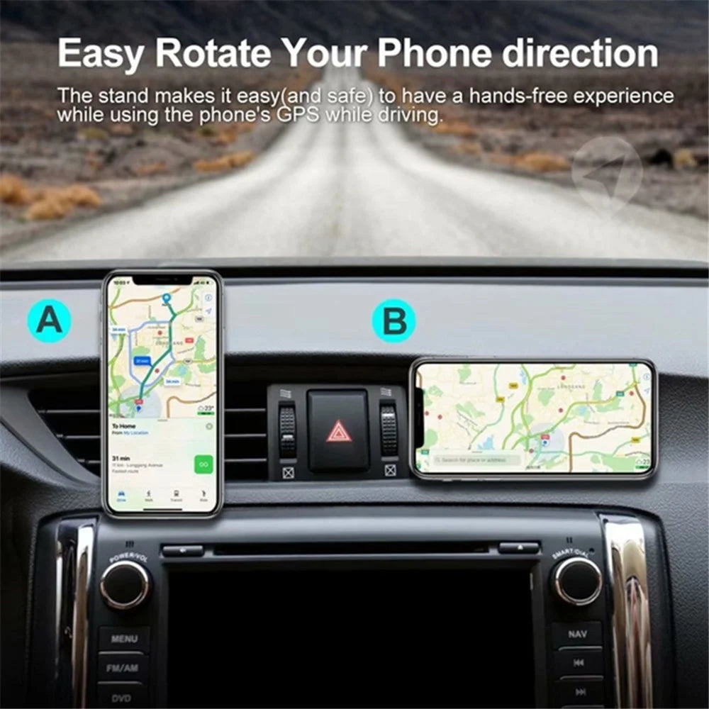 A7 Mobile Phone Holder Stand Car Air Vent Clip Mount Magnetic Absorption Bracket - Silver - 5
