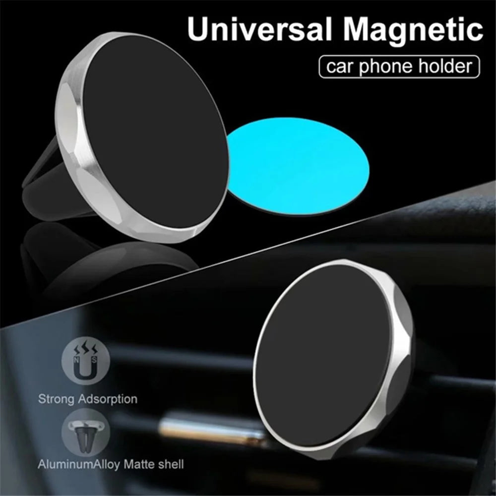 A7 Mobile Phone Holder Stand Car Air Vent Clip Mount Magnetic Absorption Bracket - Silver - 6