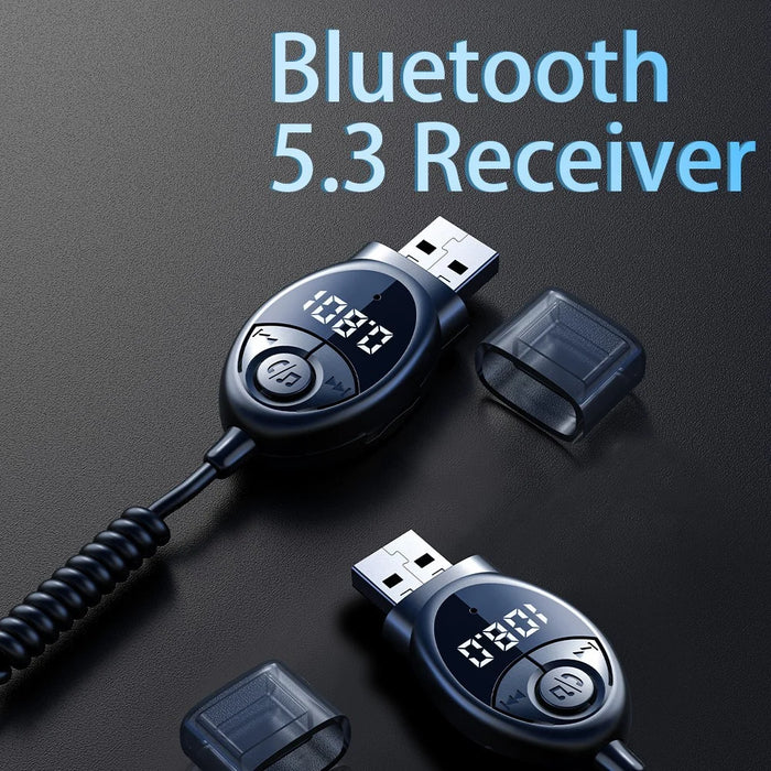 W8 Car Audio Adapter Bluetooth-compatible Receiver FM Transmitter with Telescopic Cable - 3