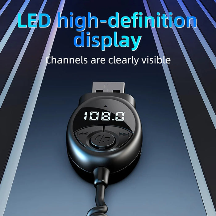 W8 Car Audio Adapter Bluetooth-compatible Receiver FM Transmitter with Telescopic Cable - 6
