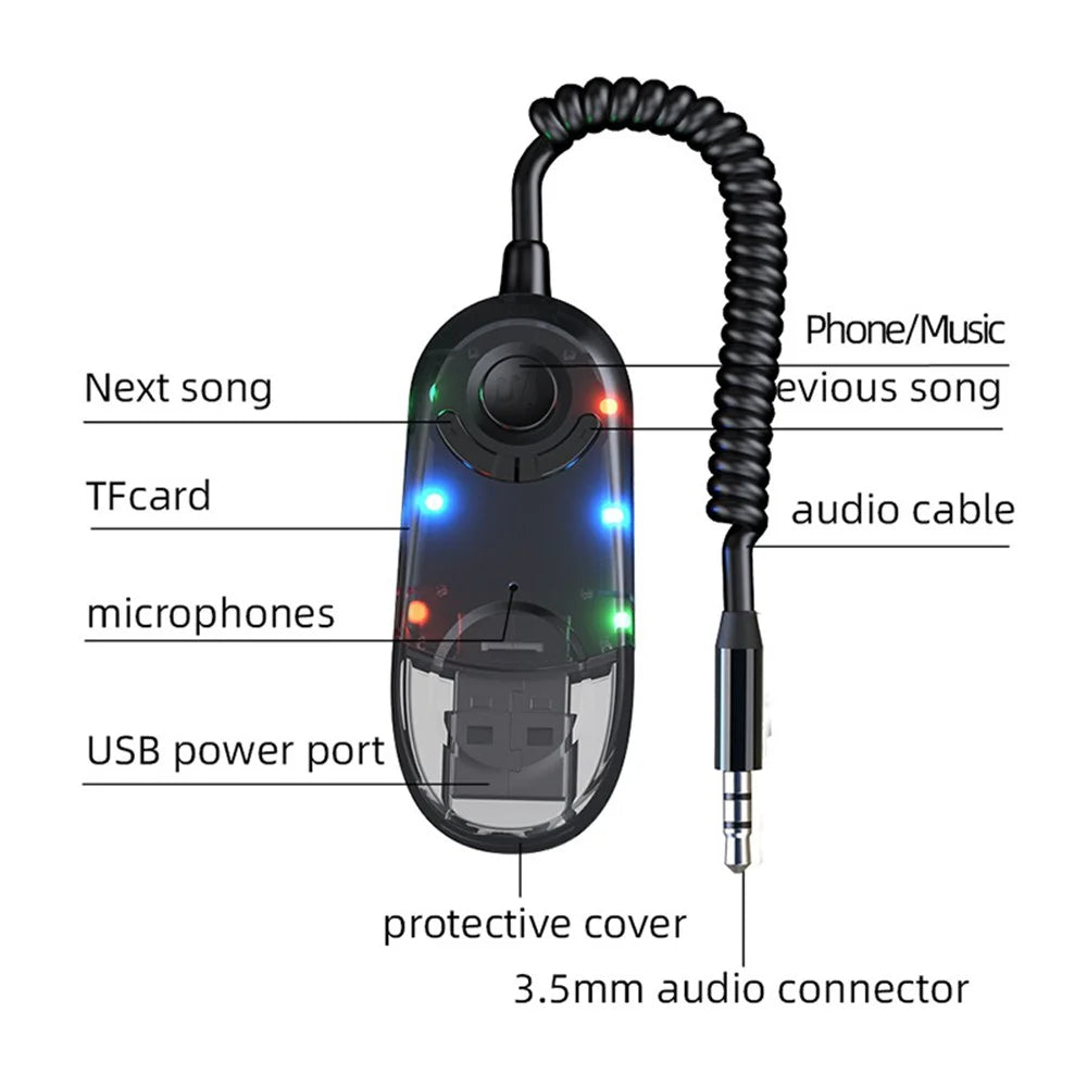 W9 USB Bluetooth-compatible 5.3 Adapter Wireless Audio Receiver Car Bluetooth-compatible Music Receiver - 3