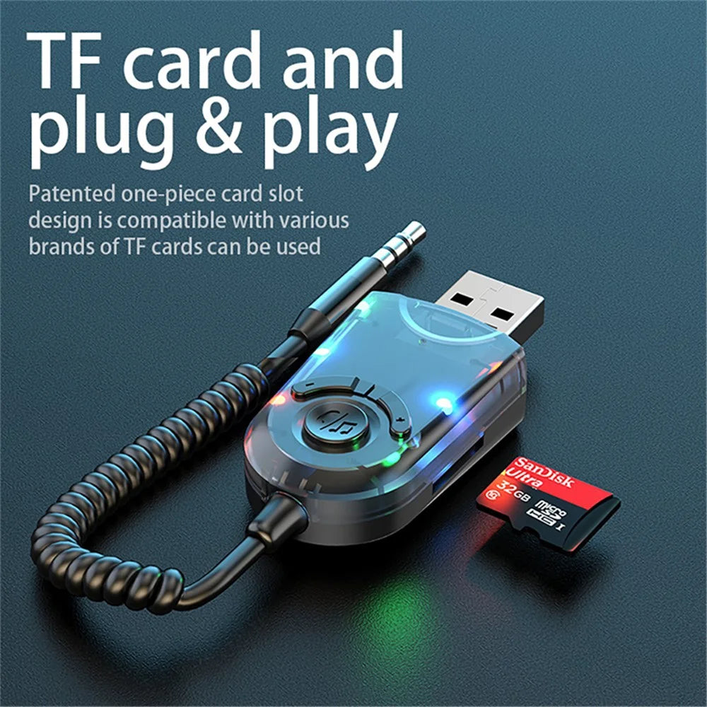 W9 USB Bluetooth-compatible 5.3 Adapter Wireless Audio Receiver Car Bluetooth-compatible Music Receiver - 6