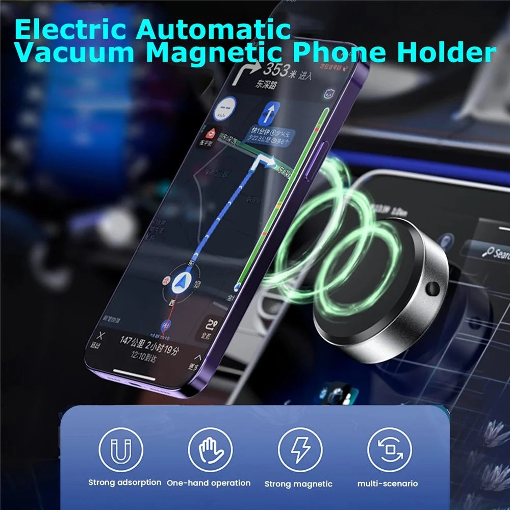 X8Q Car Dashboard Vacuum Sucker Phone Holder Zinc Alloy+ABS Magnetic Cellphone Stand - Black - 3