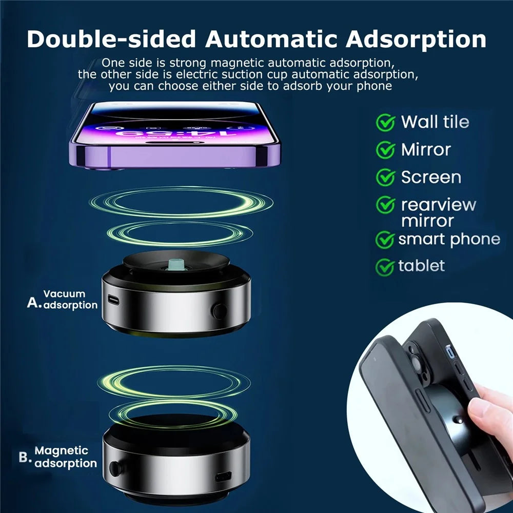 X8Q Car Dashboard Vacuum Sucker Phone Holder Zinc Alloy+ABS Magnetic Cellphone Stand - Black - 5