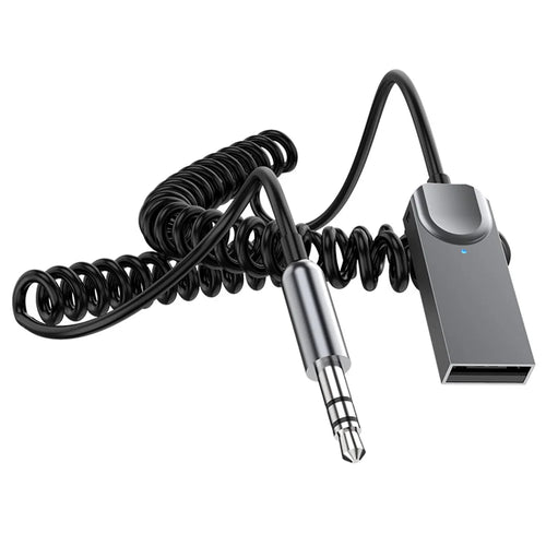 M02 Car Bluetooth-compatible Receiver Hands-Free Call Spring Cord 3.5mm AUX Car Audio System Wireless Adapter - 1