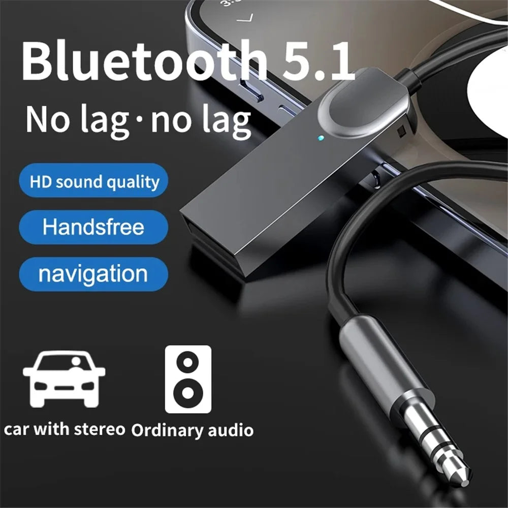 M02 Car Bluetooth-compatible Receiver Hands-Free Call Spring Cord 3.5mm AUX Car Audio System Wireless Adapter - 2