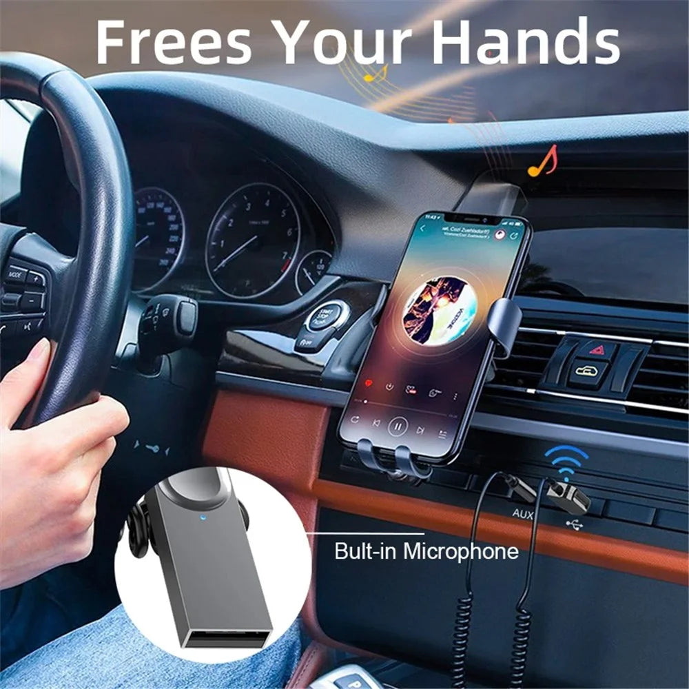 M02 Car Bluetooth-compatible Receiver Hands-Free Call Spring Cord 3.5mm AUX Car Audio System Wireless Adapter - 3