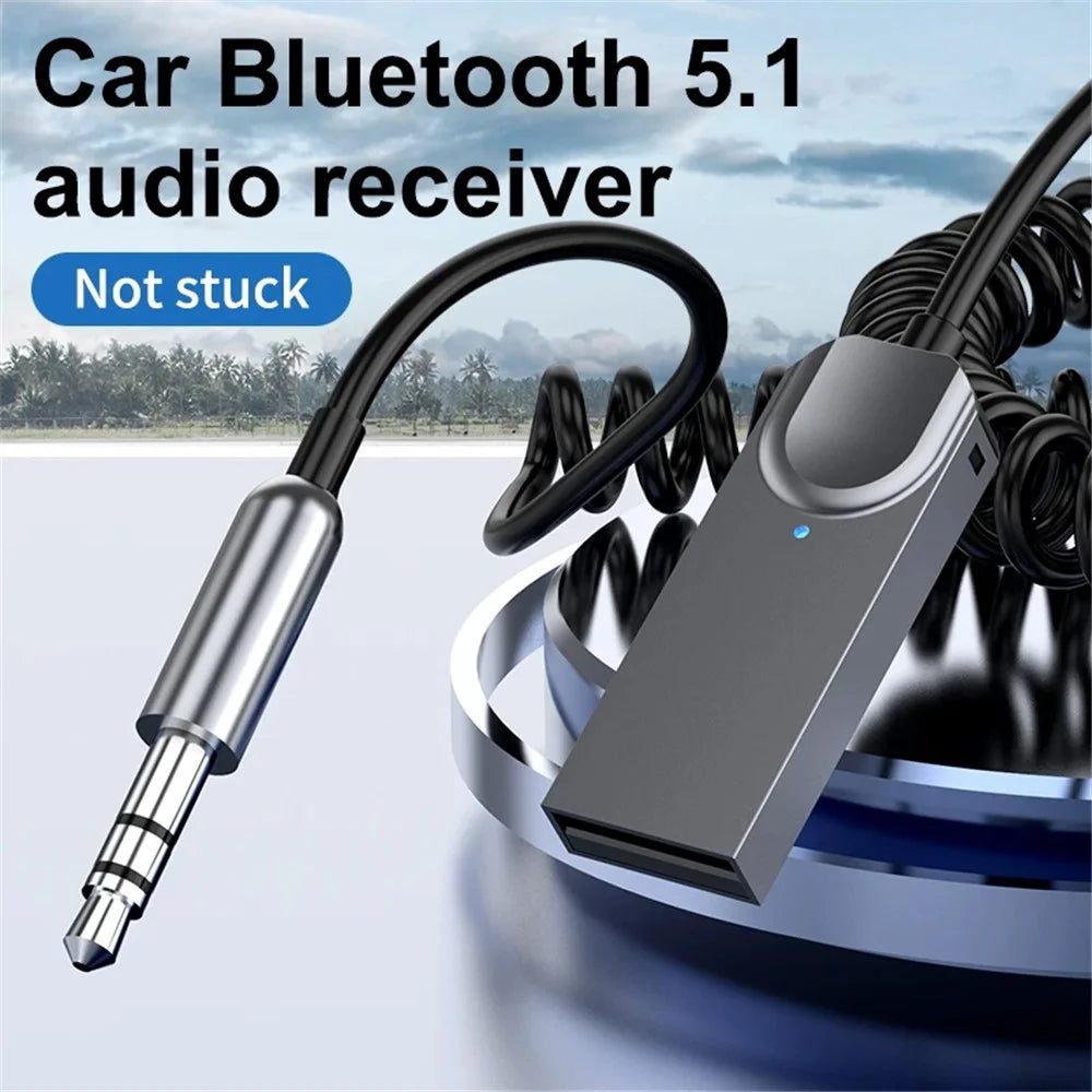 M02 Car Bluetooth-compatible Receiver Hands-Free Call Spring Cord 3.5mm AUX Car Audio System Wireless Adapter - 6