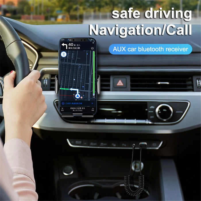 M01 Car Bluetooth-compatible Receiver Hands-Free Call Spring Cord 3.5mm AUX Stereo Car Audio Wireless Adapter - 5